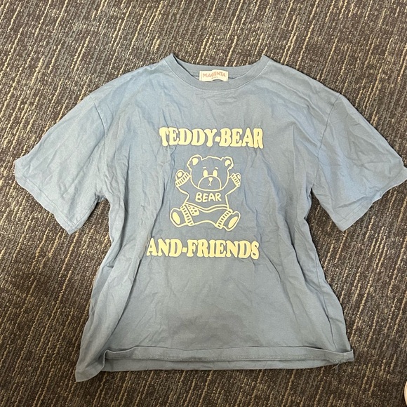 magenta seoul studio puffy lettering teddy graphic tee - Picture 1 of 6